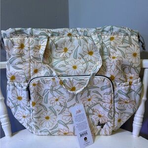 Floral Tote Bag - White and Yellow